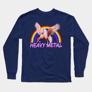 Heavy Metal Unicorn and Rainbow Long Sleeve T-Shirt